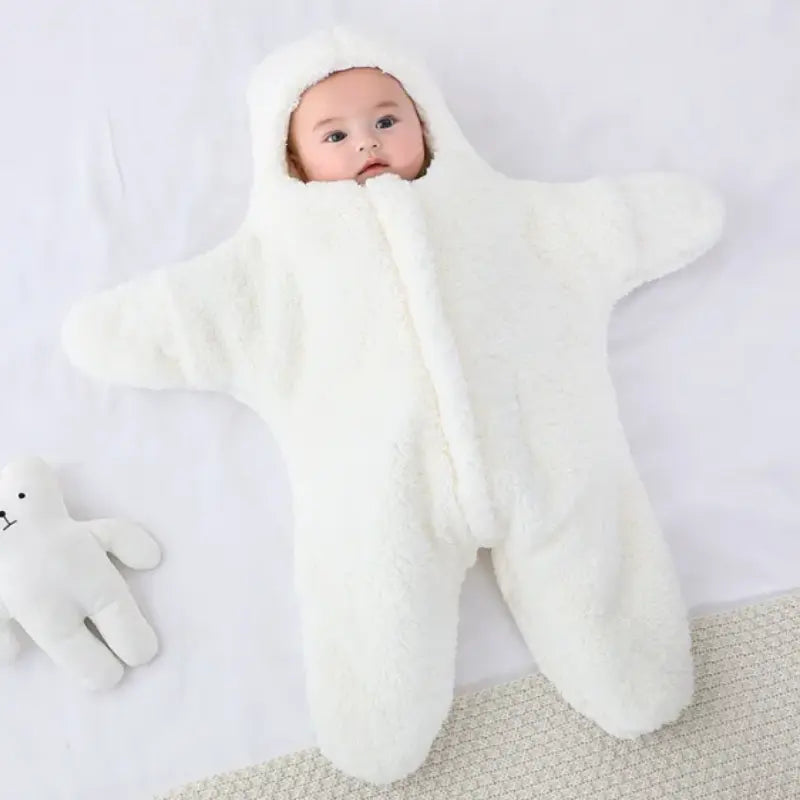 Plush baby sleep sack hooded starfish design