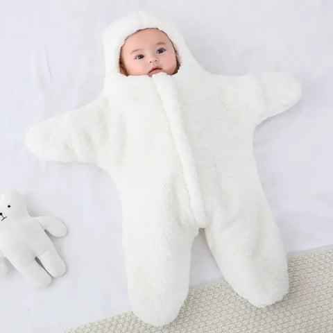 Plush baby sleep sack hooded starfish design