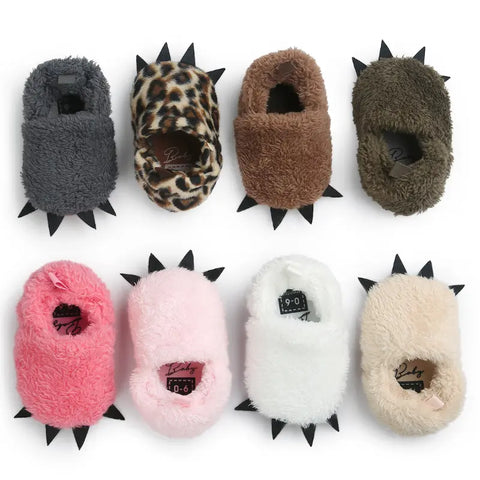 Plush baby slippers soft soled toddler shoes for warm cosy feet