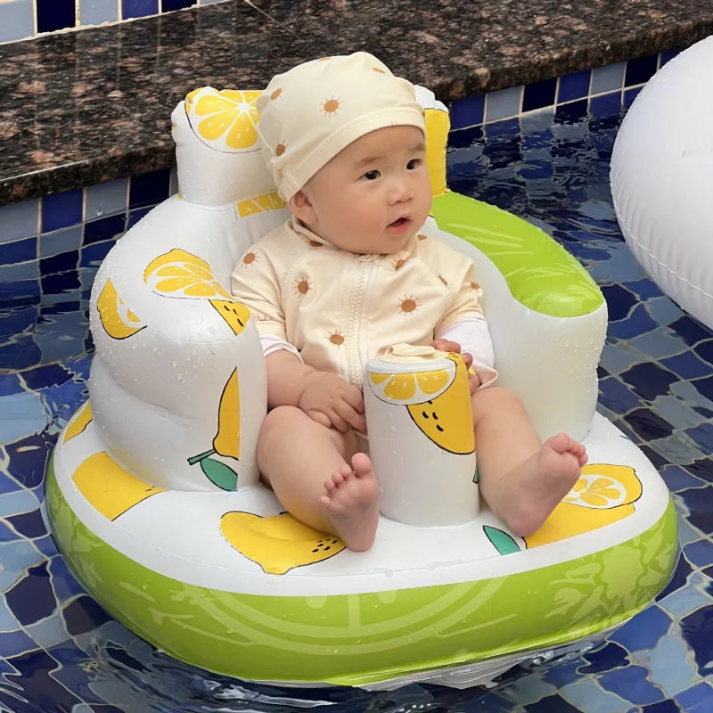 Portable inflatable baby seat with armrests footrest