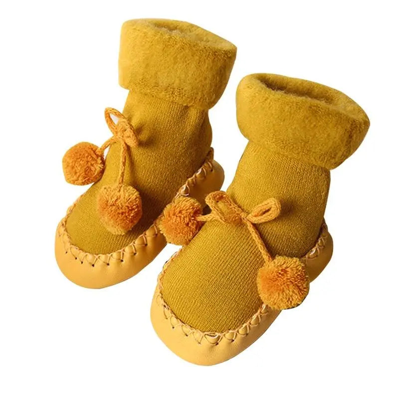 Red warm fleece booties for babies and infants