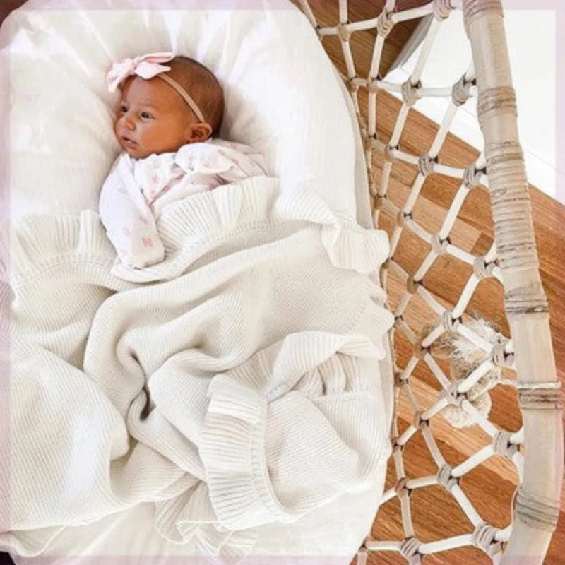 Soft cotton knit baby blanket pram cover