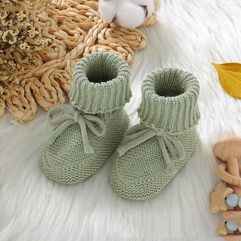 Toddler knitted booties elastic ankle cuff