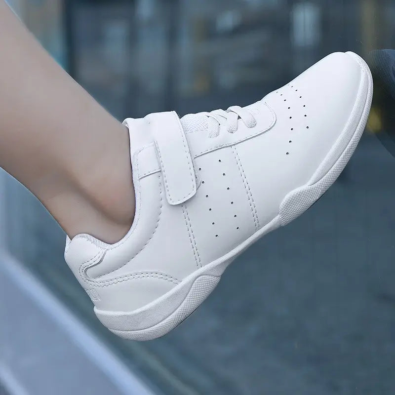 White kids cheerleading trainers side view